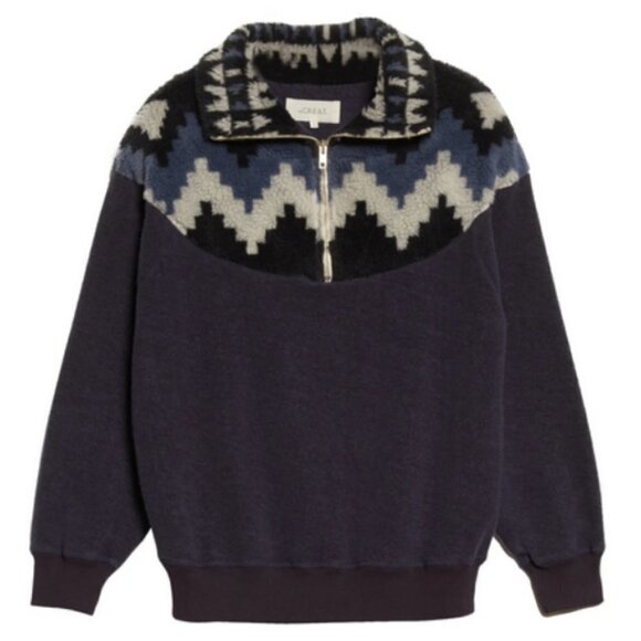 💕THE GREAT💕 The Fleece Half Zip Pullover ~ Navy Canyon Geo 1 NWT - Picture 9 of 16